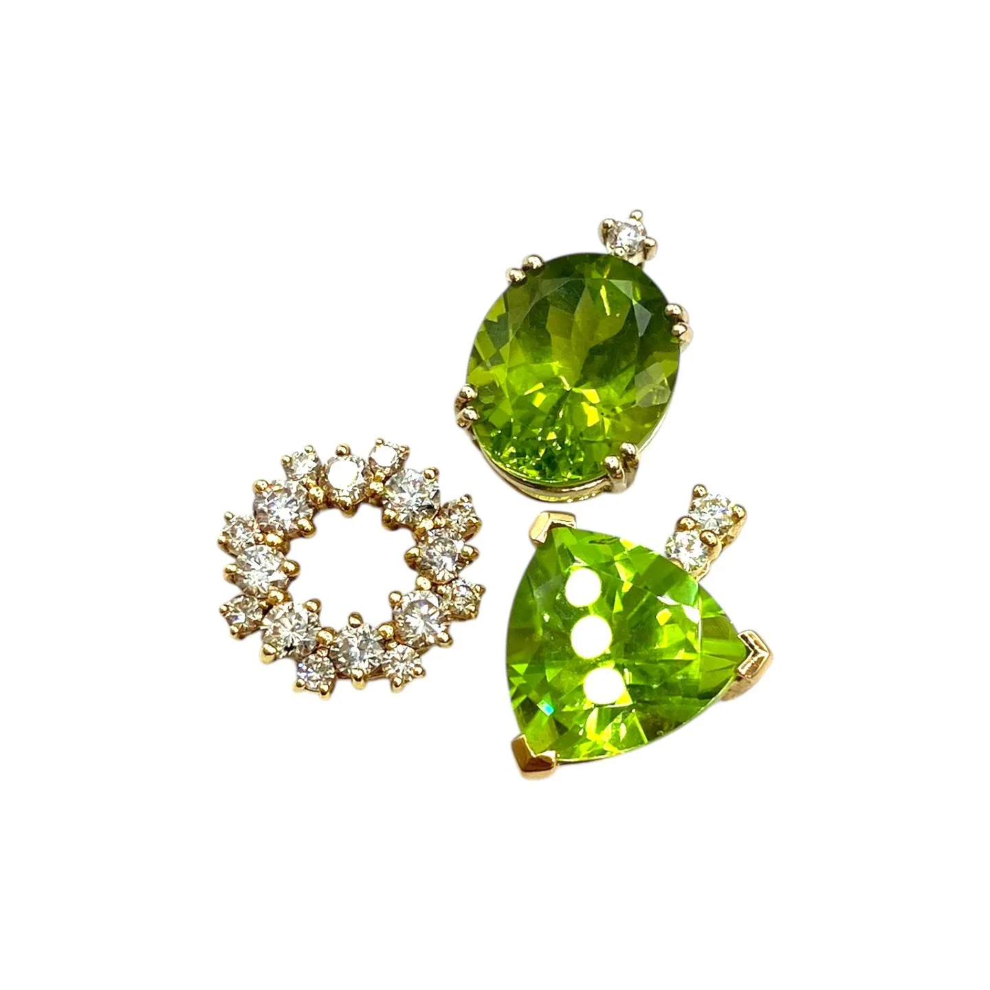 K18ダイヤトップ、ペリドットトップ 2点